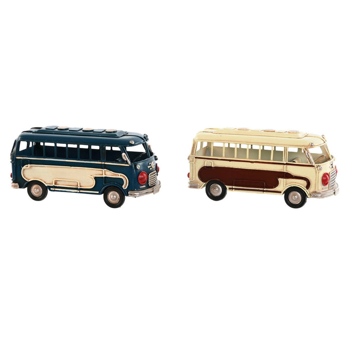 Figură Decorativă Home ESPRIT Albastru Alb Autobuz Vintage 17 x 7 x 8 cm (2 Unități)