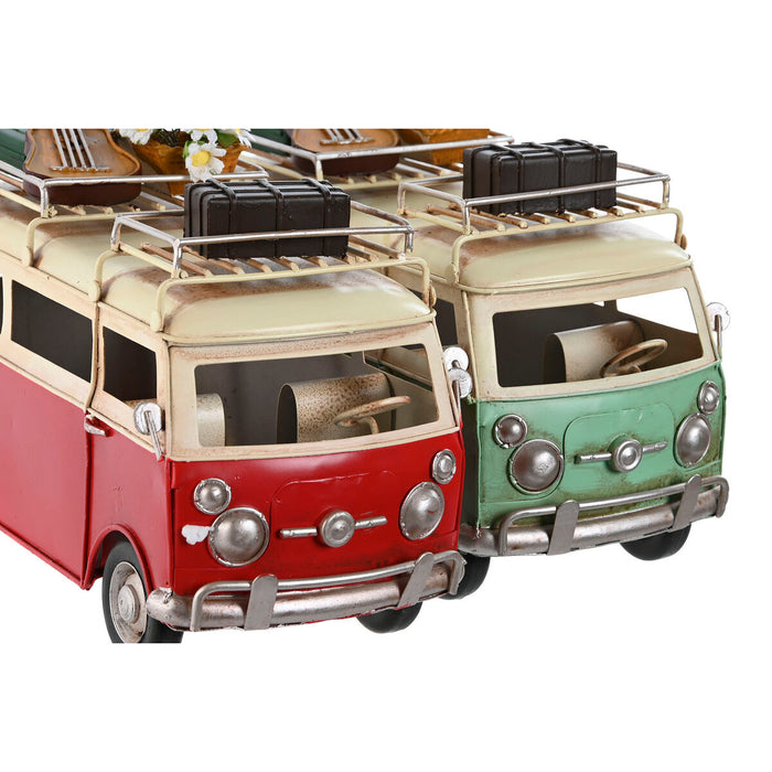Figură Decorativă Home ESPRIT Furgonetă Roșu Verde Vintage 25 x 12 x 17 cm (2 Unități)