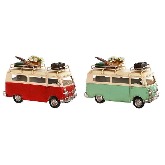 Figură Decorativă Home ESPRIT Furgonetă Roșu Verde Vintage 25 x 12 x 17 cm (2 Unități)