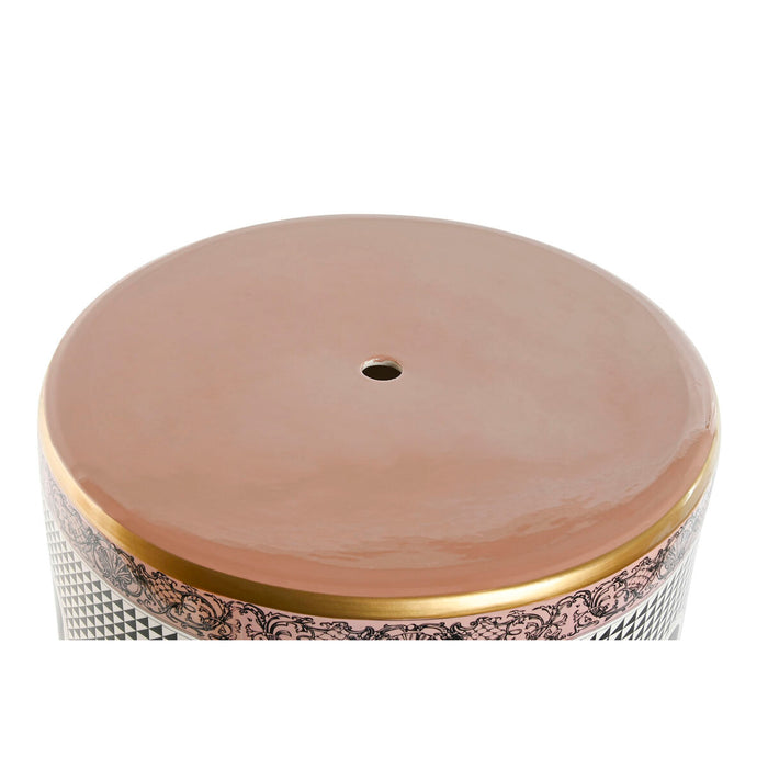 Masa laterală Home ESPRIT Alb Negru Auriu* Piersică Porțelan 33 x 33 x 42 cm