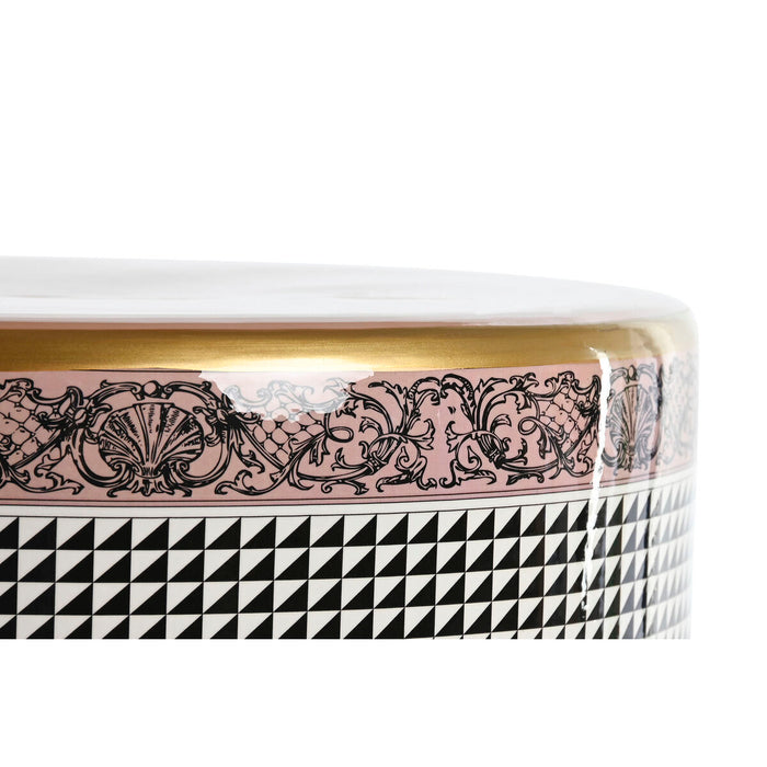 Masa laterală Home ESPRIT Alb Negru Auriu* Piersică Porțelan 33 x 33 x 42 cm