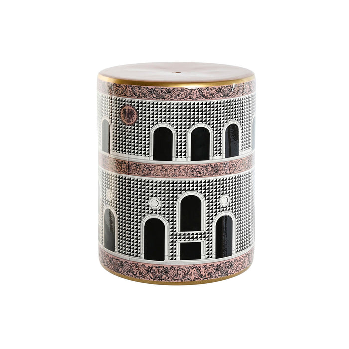 Masa laterală Home ESPRIT Alb Negru Auriu* Piersică Porțelan 33 x 33 x 42 cm