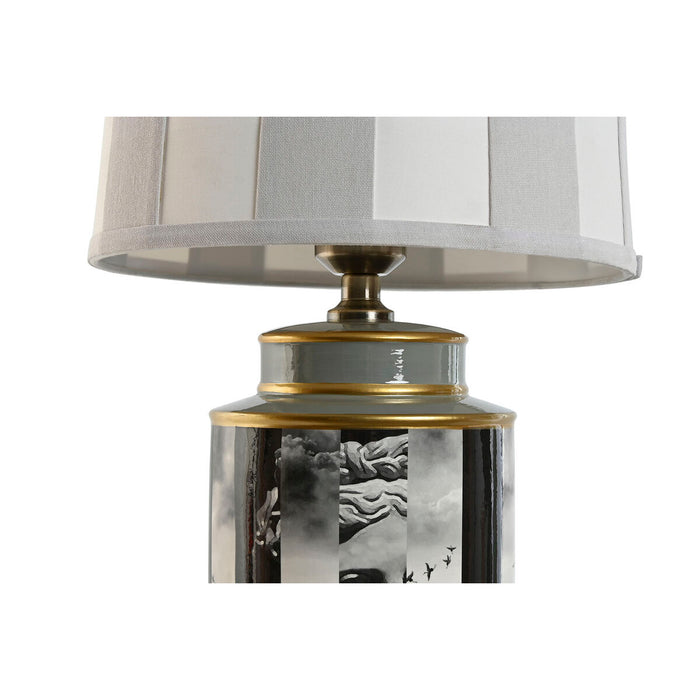Lampă de masă Home ESPRIT Alb Negru Gri Auriu* Porțelan 29 x 29 x 51 cm