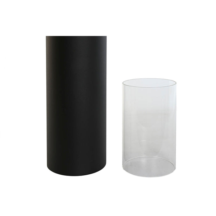 Set de Suporturi de Lumânări Home ESPRIT Negru Metal Geam 27 x 27 x 125 cm (2 Unități)