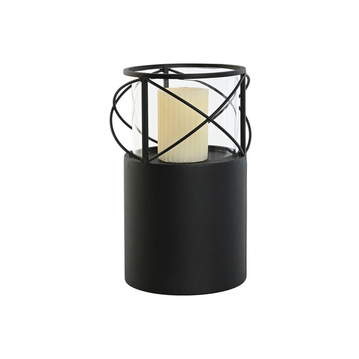 Suport de Lumânări Home ESPRIT Negru Metal Geam 24,5 x 24,5 x 46 cm (2 Unități)