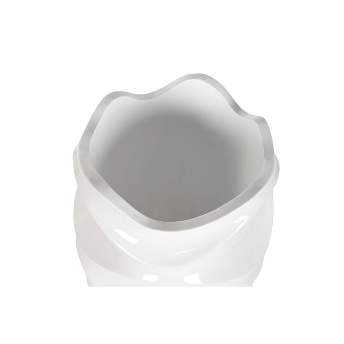 Ghiveci Home ESPRIT Alb Fibră de Sticlă Unde 44 x 44 x 101 cm