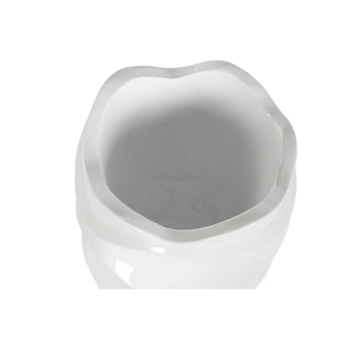 Ghiveci Home ESPRIT Alb Fibră de Sticlă Fibră Unde Modern 38 x 38 x 81 cm