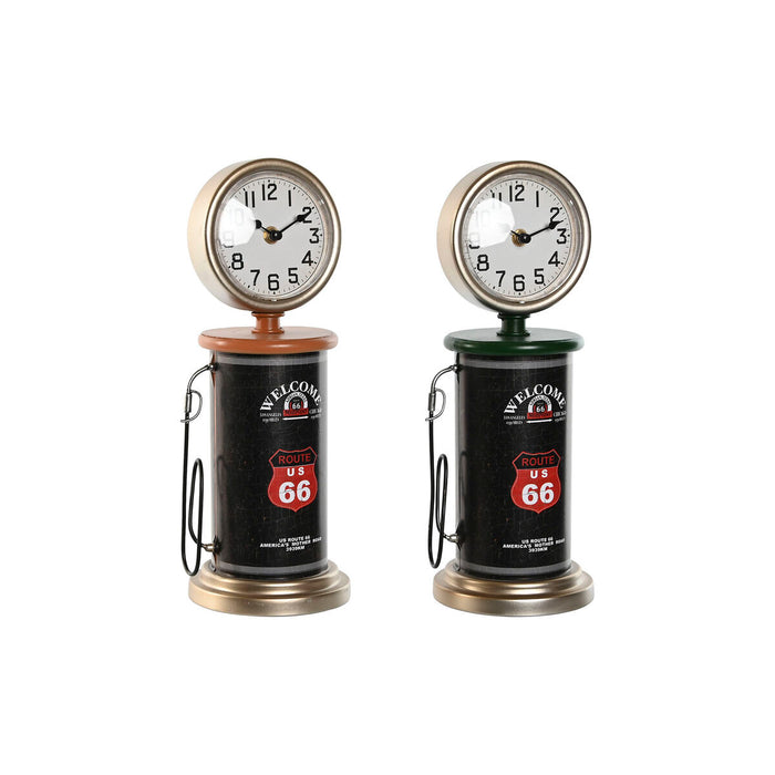 Stolní hodiny Home ESPRIT Negru Verde Portocaliu Metal polipropilenă Vintage 13 x 13 x 35 cm (2 Unități)