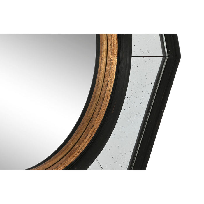 Oglindă de perete Home ESPRIT Negru Auriu* Lemn Finisaj învechit 65 x 5 x 65 cm