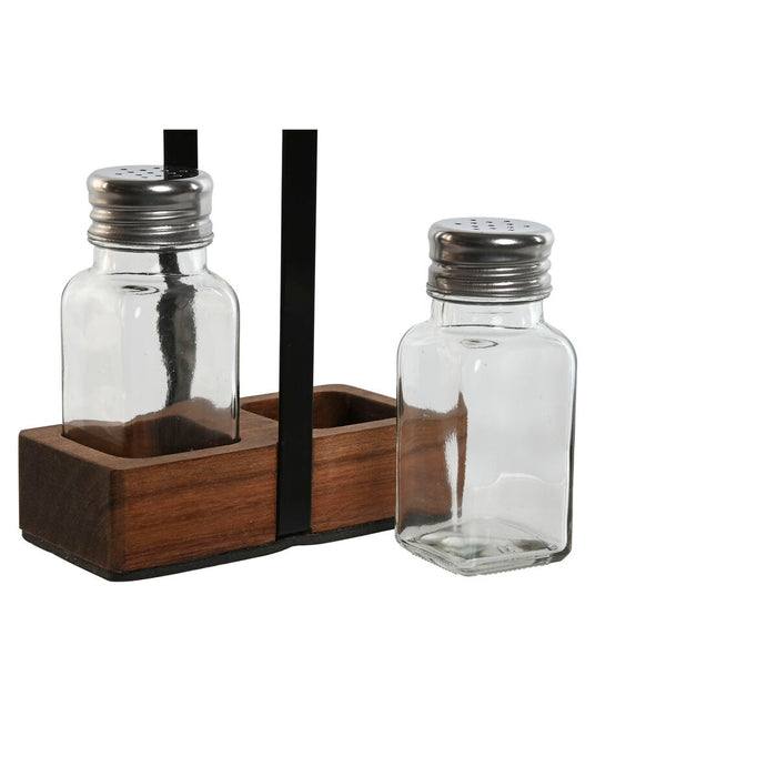 Solniță și Piperniță Home ESPRIT Negru Geam Lemn de salcâm 12 x 6 x 17,5 cm