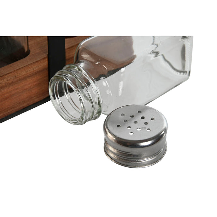 Solniță și Piperniță Home ESPRIT Negru Geam Lemn de salcâm 12 x 6 x 17,5 cm