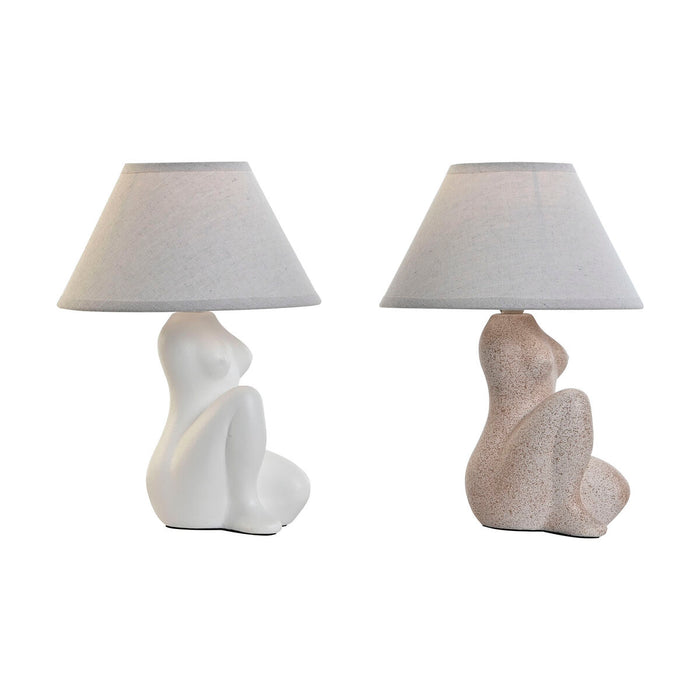 Lampă de masă Home ESPRIT Alb Bej Gresie 40 W 220 V 22 x 22 x 30 cm (2 Unități)