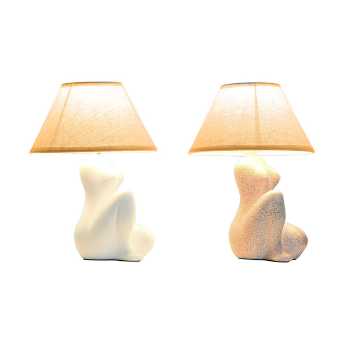 Lampă de masă Home ESPRIT Alb Bej Gresie 40 W 220 V 22 x 22 x 30 cm (2 Unități)