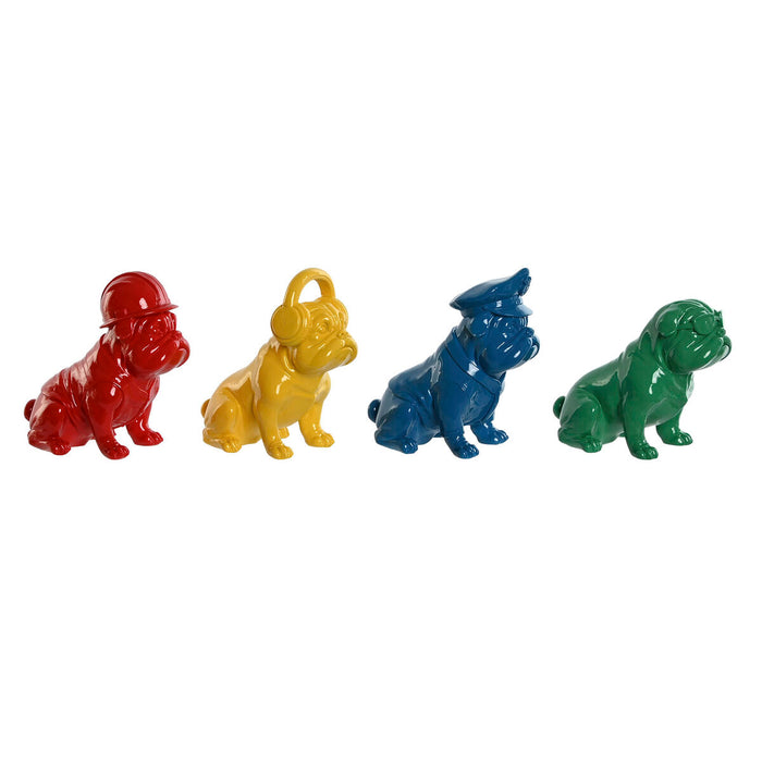 Figură Decorativă Home ESPRIT Galben Albastru Roșu Verde Lăcuit 19,5 x 11 x 20,5 cm (4 Unități)