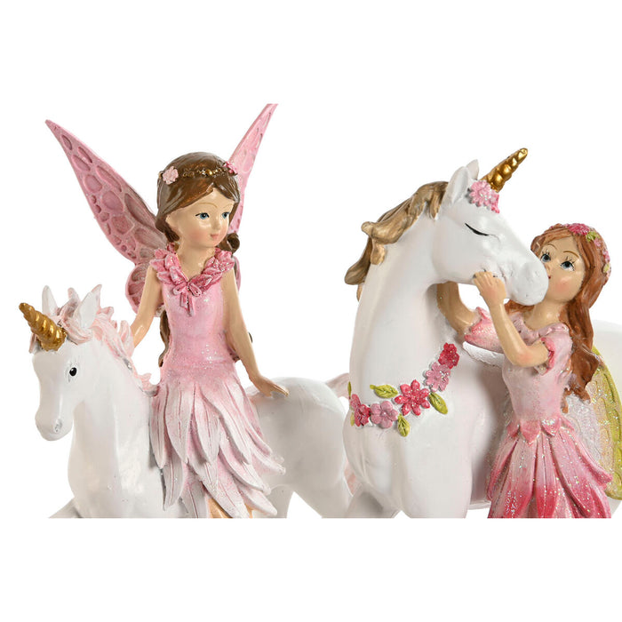 Figură Decorativă Home ESPRIT Alb Roz 16 x 7 x 19 cm (2 Unități)