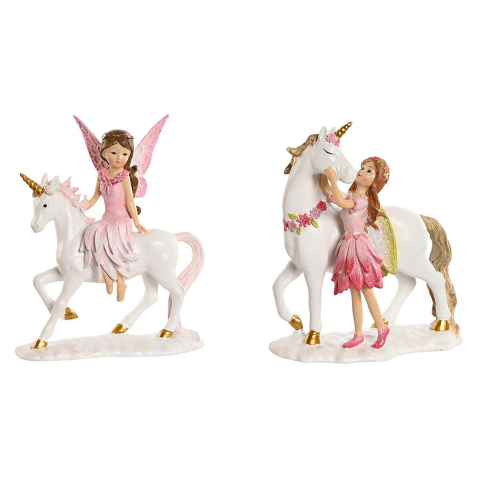 Figură Decorativă Home ESPRIT Alb Roz 16 x 7 x 19 cm (2 Unități)