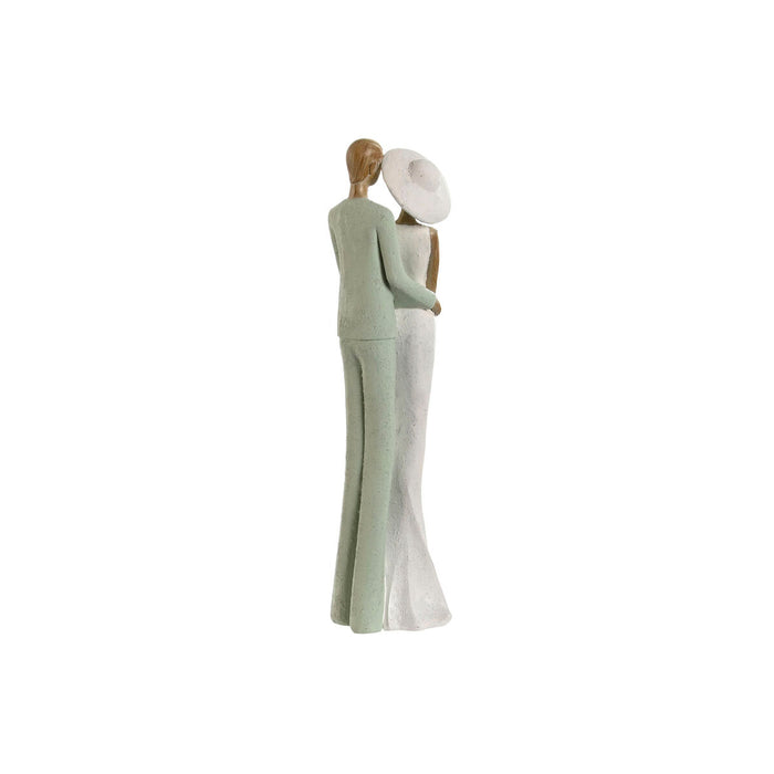 Figură Decorativă Home ESPRIT Alb Verde Partener 10 x 7,5 x 31 cm (2 Unități)