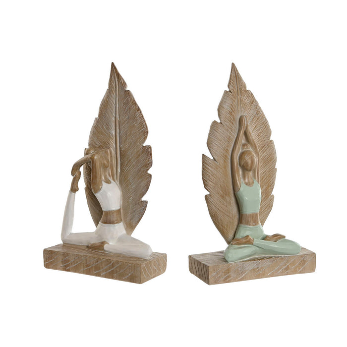Figură Decorativă Home ESPRIT Alb Verde Scandi 15,5 x 7,5 x 26,5 cm (2 Unități)