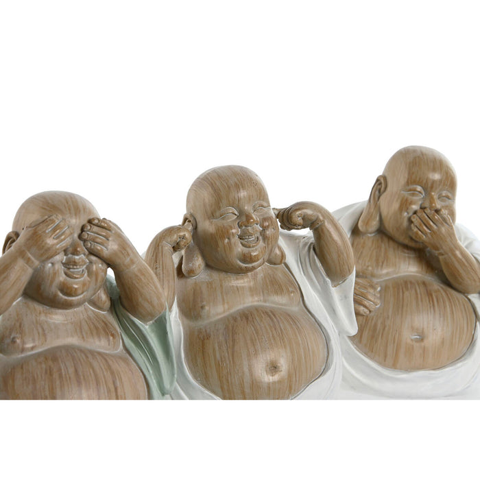 Figură Decorativă Home ESPRIT Alb Verde Buda Oriental 10 x 9 x 10,5 cm (3 Unități)