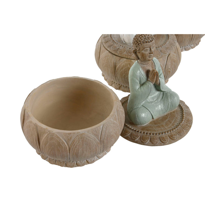 Figură Decorativă Home ESPRIT Alb Verde Turquoise Oriental 11 x 11 x 15 cm (3 Unități)