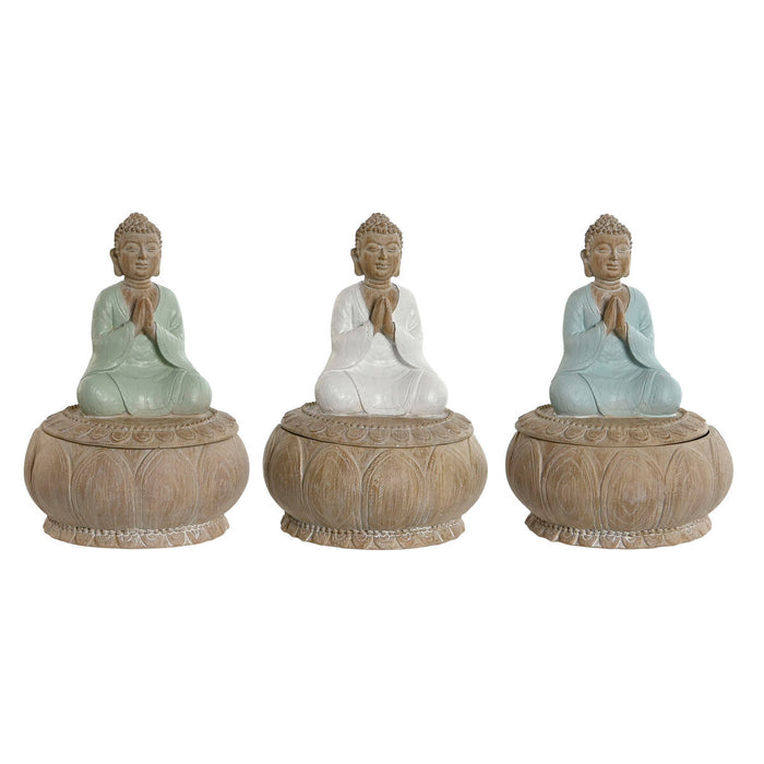 Figură Decorativă Home ESPRIT Alb Verde Turquoise Oriental 11 x 11 x 15 cm (3 Unități)