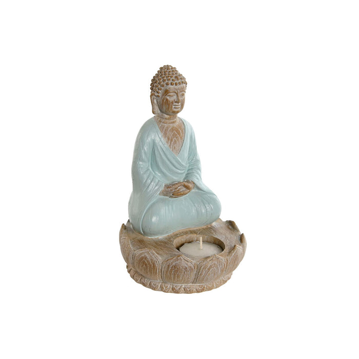 Figură Decorativă Home ESPRIT Alb Verde Turquoise Buda Oriental 12 x 12 x 18,5 cm (3 Unități)