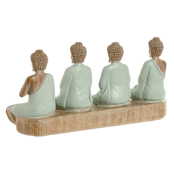 Figură Decorativă Home ESPRIT Alb Verde Buda Oriental 24 x 9 x 11 cm (2 Unități)
