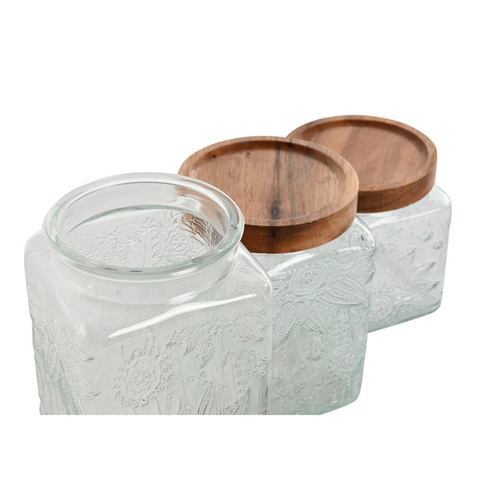 Set de 3 tuburi Home ESPRIT Natural Geam Salcâm 500 ml 750 ml 1 L 9,5 x 9,5 x 17,5 cm