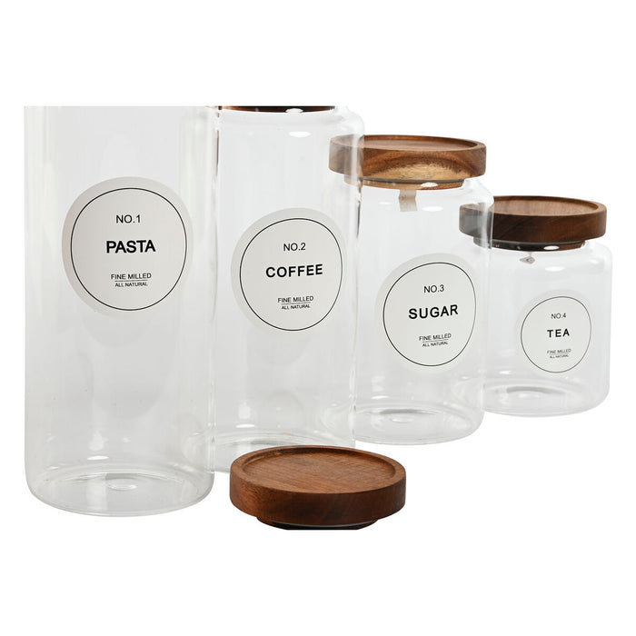Set de 4 tuburi Home ESPRIT Natural Salcâm Sticlă borosilicată 1 L 1,3 L 1,7 L 10 x 10 x 29,5 cm