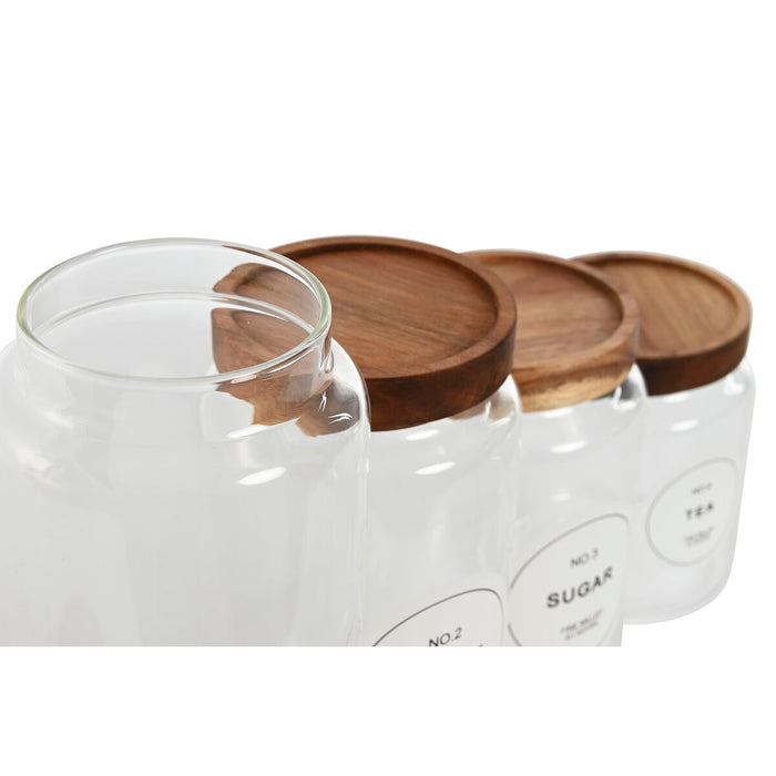 Set de 4 tuburi Home ESPRIT Natural Salcâm Sticlă borosilicată 1 L 1,3 L 1,7 L 10 x 10 x 29,5 cm