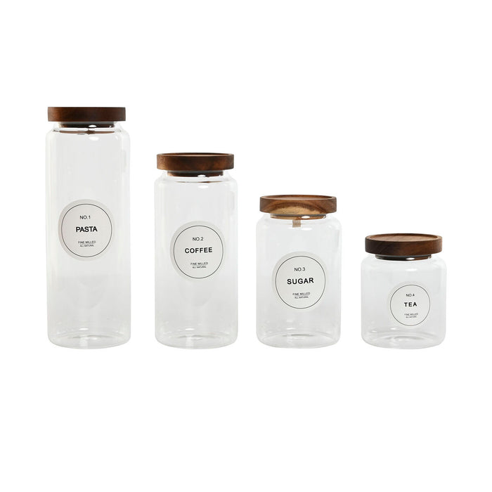 Set de 4 tuburi Home ESPRIT Natural Salcâm Sticlă borosilicată 1 L 1,3 L 1,7 L 10 x 10 x 29,5 cm