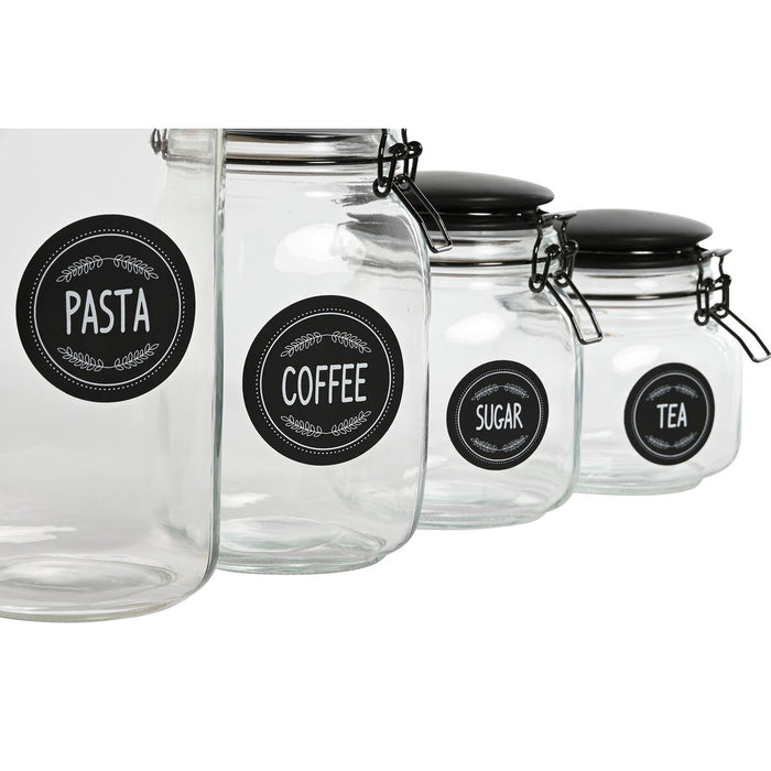 Set de 4 tuburi Home ESPRIT Negru Metal Geam 2 L 11,4 x 11,4 x 26,7 cm