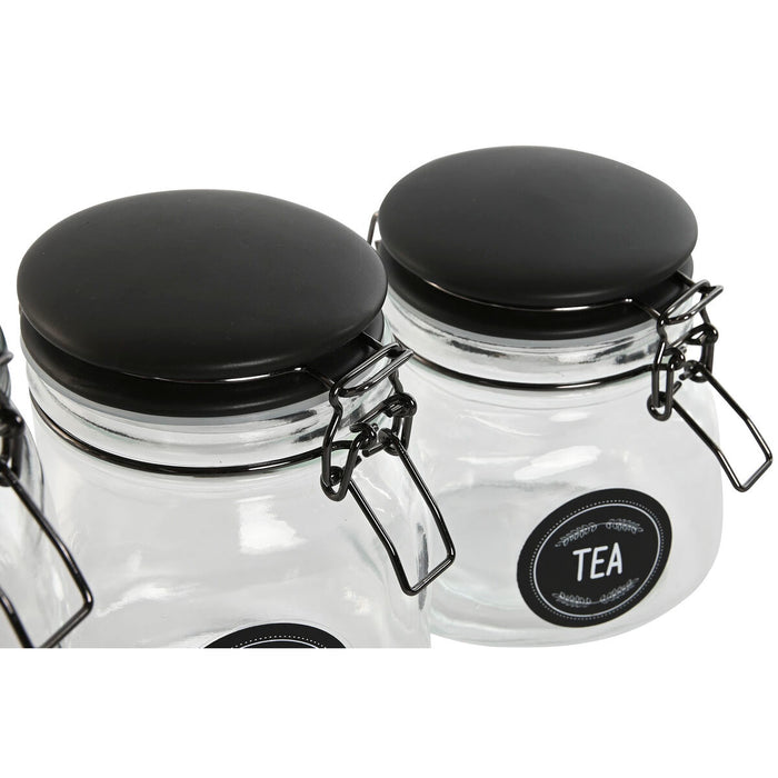 Set de 4 tuburi Home ESPRIT Negru Metal Geam 2 L 11,4 x 11,4 x 26,7 cm