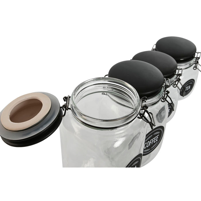 Set de 4 tuburi Home ESPRIT Negru Metal Geam 2 L 11,4 x 11,4 x 26,7 cm