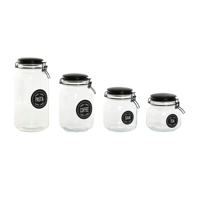 Set de 4 tuburi Home ESPRIT Negru Metal Geam 2 L 11,4 x 11,4 x 26,7 cm