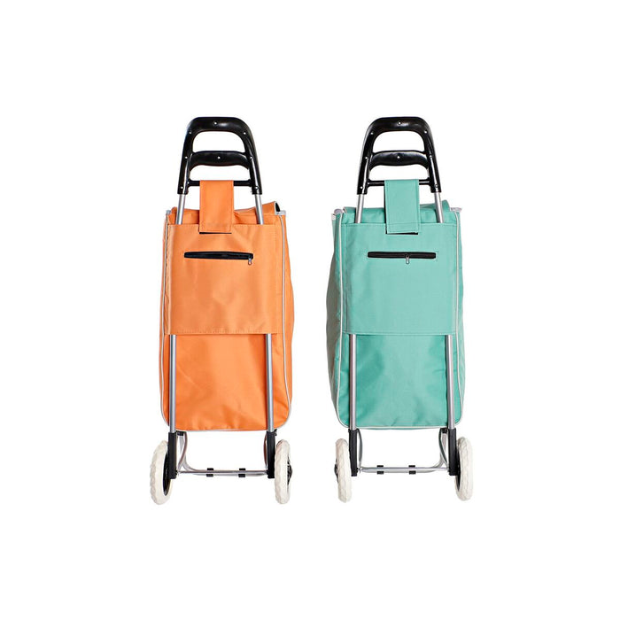 Cărucior de cumpărături Home ESPRIT Verde Gri Piersică 37 L 34 x 20 x 96 cm (2 Unități)