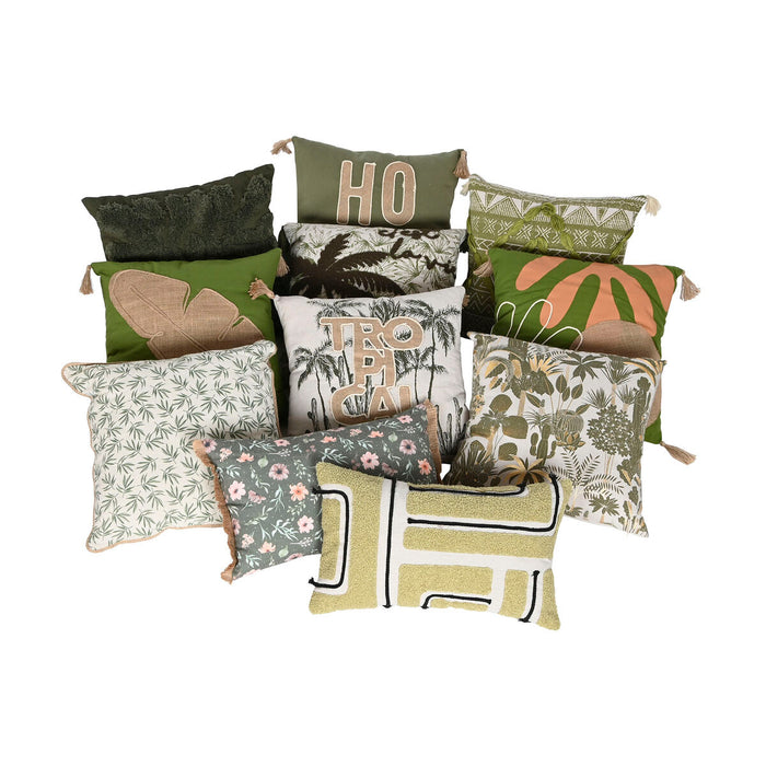 Pernă Home ESPRIT Verde Bej Palmieri Boho 45 x 5 x 45 cm