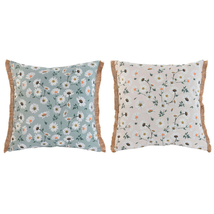 Pernă Home ESPRIT Verde Bej Květiny Imprimat Romantic 45 x 5 x 45 cm (2 Unități)
