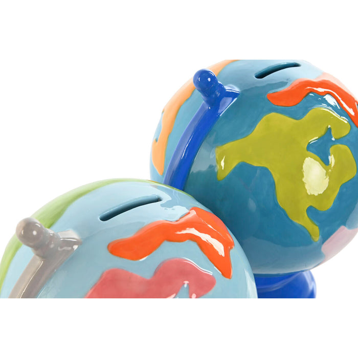 Pușculiță Home ESPRIT Dolomite Glob Pământesc 14,5 x 13,5 x 19 cm (2 Unități)