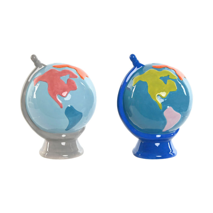 Pușculiță Home ESPRIT Dolomite Glob Pământesc 14,5 x 13,5 x 19 cm (2 Unități)