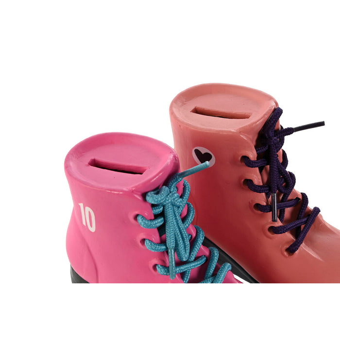 Pușculiță Home ESPRIT Rășină Patine cu Rotile 14 x 7,5 x 14 cm (2 Unități)