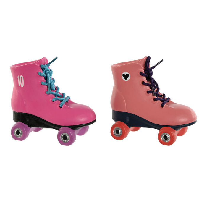 Pușculiță Home ESPRIT Rășină Patine cu Rotile 14 x 7,5 x 14 cm (2 Unități)