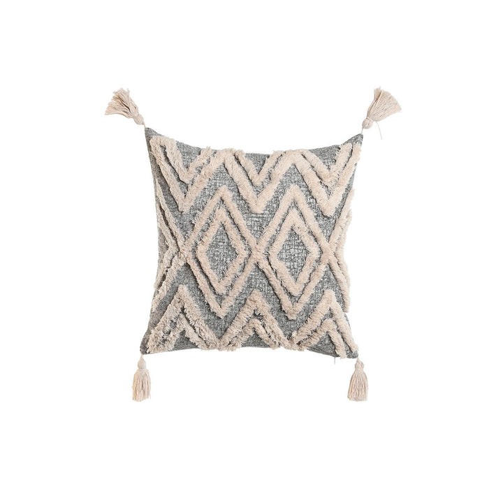 Pernă Home ESPRIT Alb Gri Ciucuri Boho 45 x 15 x 45 cm
