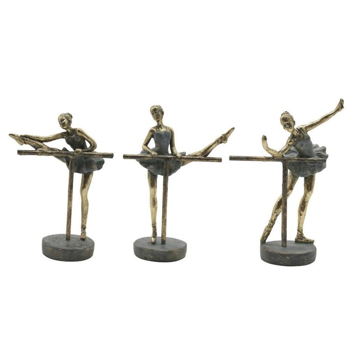 Figură Decorativă Home ESPRIT Gri Auriu* Balerină 14 x 8 x 20 cm (3 Unități)