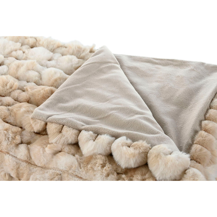 Pătură Home ESPRIT Bej Maro Deschis 130 x 170 x 0,5 cm