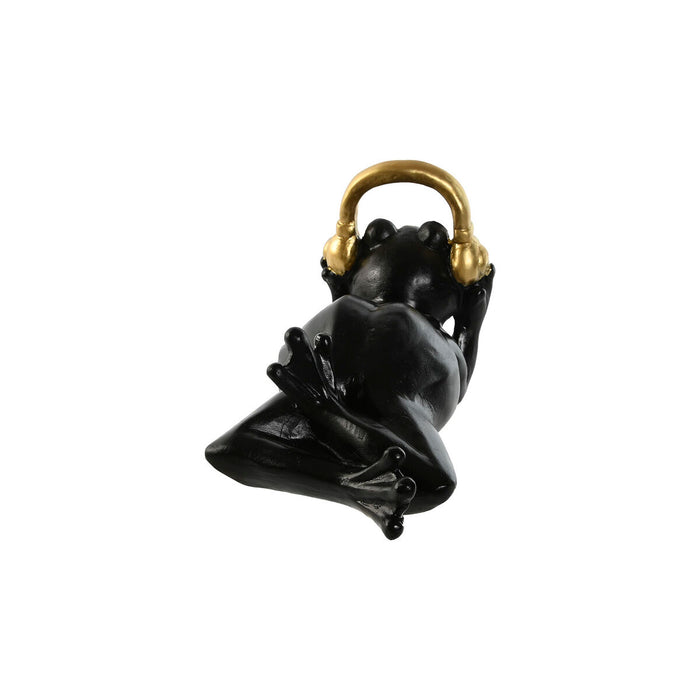 Figură Decorativă Home ESPRIT Alb Negru Auriu* Broască 25 x 13 x 15 cm (2 Unități)