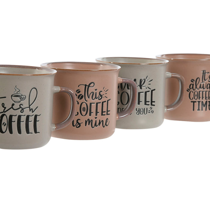 Set de 4 Căni tip Halbă Home ESPRIT Albastru Roz Gresie