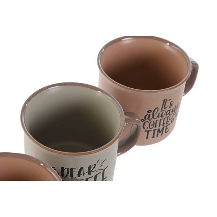 Set de 4 Căni tip Halbă Home ESPRIT Albastru Roz Gresie