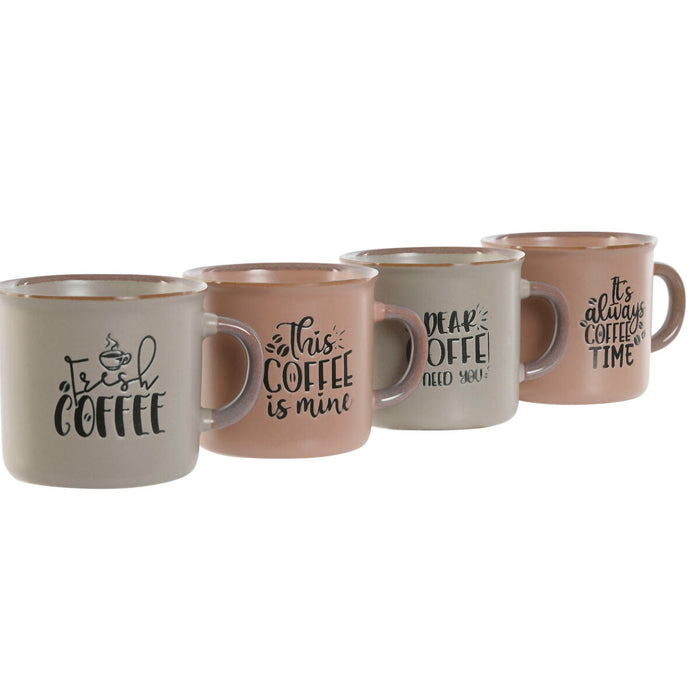 Set de Căni de Cafea Home ESPRIT Albastru Roz Gresie 4 Piese 180 ml