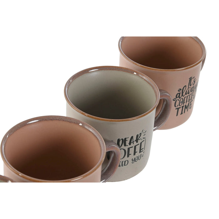 Set de Căni de Cafea Home ESPRIT Albastru Roz Gresie 4 Piese 180 ml